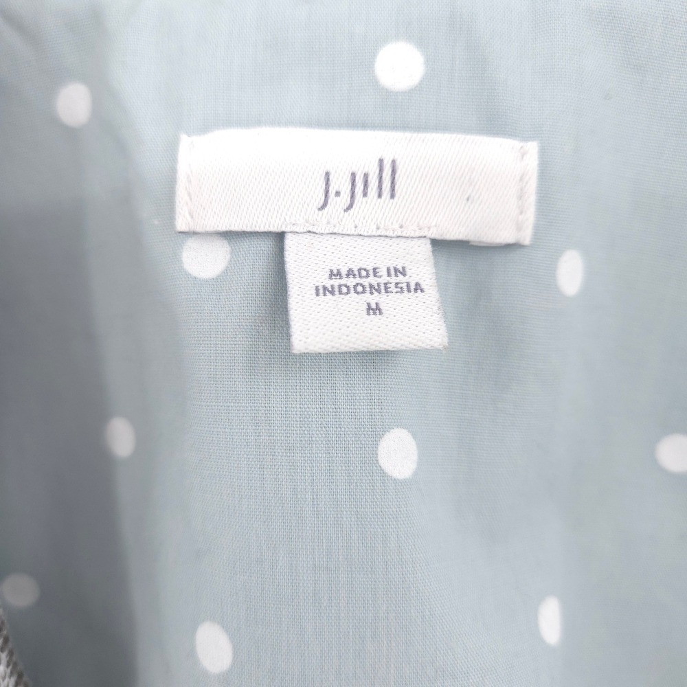 J. Jill linen-blend Blazer Women Medium Grey Plaid Two Button Boyfriend Jacket - Picture 6 of 12